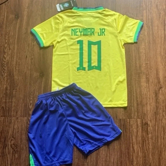 Neymar Soccer Jersey & Shorts Set Youth Small CFB Brazil New - Picture 2 of 7